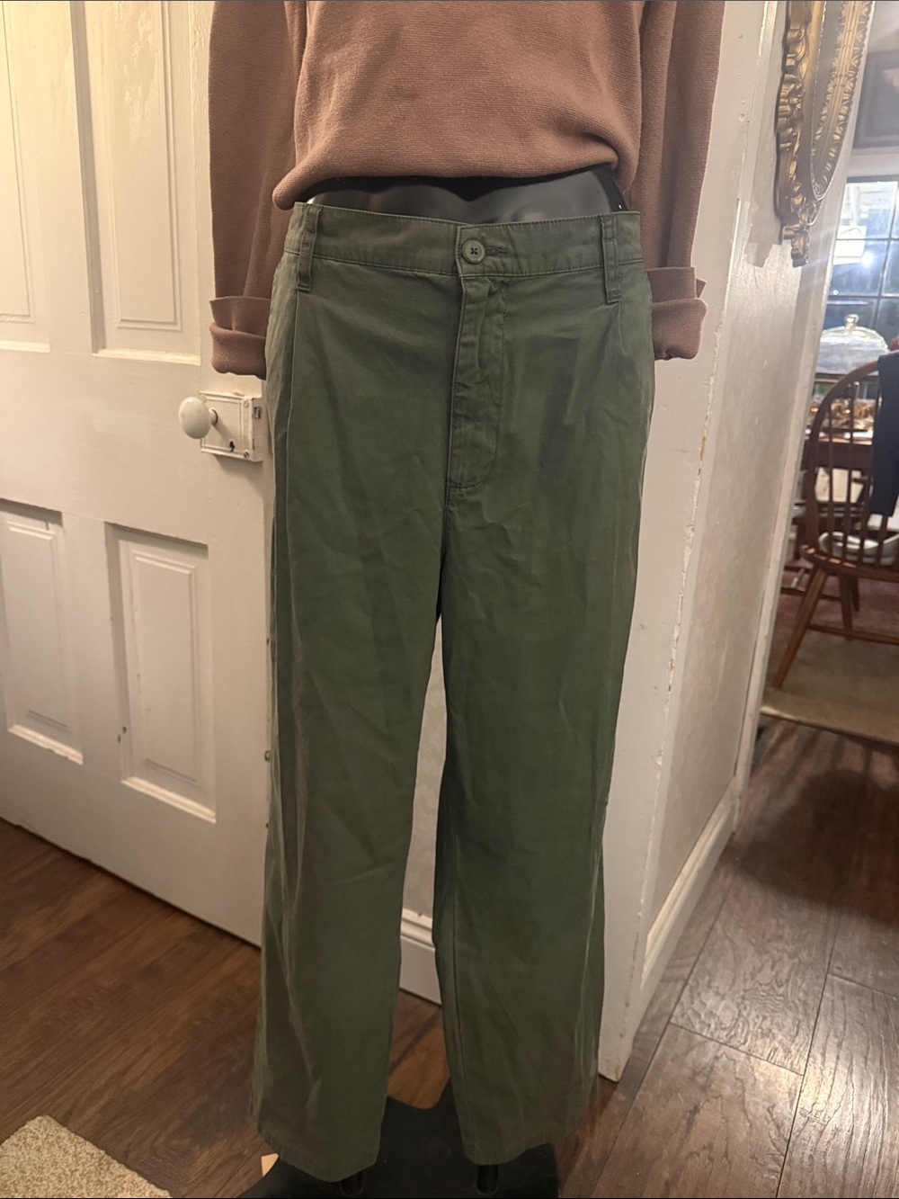 NWT J Crew Olive Green Slouchy Boyfriend Chino Sz 32